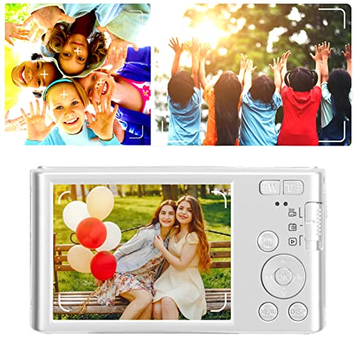 Compact Camera, 2.8 Inch Screen Compatible 256GB Memory Card Built in Fill Light Digital Camera Rechargeable Lithium Ion Battery for Beginners (Silver)