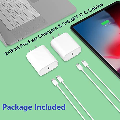 iPad Pro Charger Fast Charging,2 Pack 20W USB C Fast Wall Charger Block with 6.6FT USB C Cable for iPad Pro 12.9 in 5th/4th/3rd Gen,New iPad mini 6th Gen,2021/2020/2018 iPad Pro 11 inch,iPad Air 4th