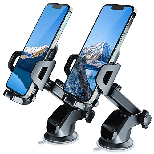 BEATYLIFE Car Phone Holder Mirror Shower Phone Holder, 2 Pack Reusable Non-Residue Phone Mount for Kitchen Bathroom Wall Makeup YouTube Video TikTok, Compatible with All Phones