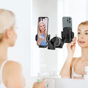 BEATYLIFE Car Phone Holder Mirror Shower Phone Holder, 2 Pack Reusable Non-Residue Phone Mount for Kitchen Bathroom Wall Makeup YouTube Video TikTok, Compatible with All Phones