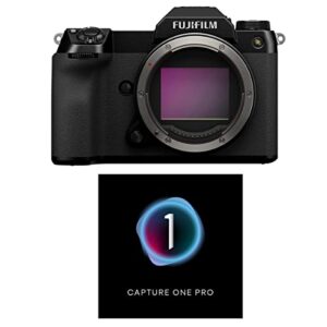 fujifilm gfx50s ii mirrorless digital camera body, black with capture one pro photo editing software