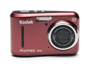 kodak pixpro friendly zoom fz43-rd 16mp digital camera with 4x optical zoom and 2.7in lcd screen (red) (renewed)
