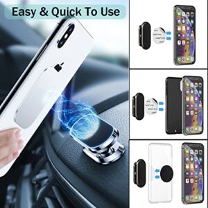 2 Pack Magnetic Phone Holder for Car【Upgrade 8X Magnets】Phone Mount for Car, 360°Rotation Universal Dashboard Phone Holder Magnetic Car Mount for iPhone 13/12/11 Pro and All Smartphones(Silver+Black)