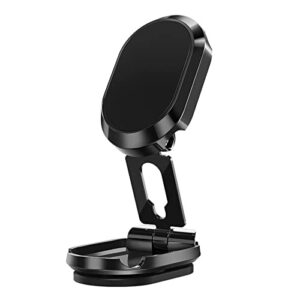 JTRSL Folding Magnetic Phone Holder,【Super Magnet】【with 2 Metal Plates】 Car Magnetic Phone Holder,【360° Rotation】 Universal Dashboard Car Holder for iPhone,Samsung and Other Phones (Black)