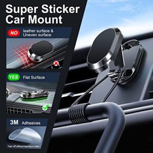 JTRSL Folding Magnetic Phone Holder,【Super Magnet】【with 2 Metal Plates】 Car Magnetic Phone Holder,【360° Rotation】 Universal Dashboard Car Holder for iPhone,Samsung and Other Phones (Black)