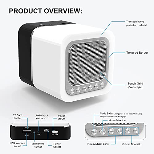 YONGYAO Night Lights Bluetooth Speaker, Alarm Clock Bluetooth Speaker, Dimmable Multi-Color Changing Bedside Lamp, Touch Sensor Wireless Speaker with Lights, USB/MicroSD/AUX Support