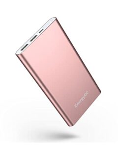 energyqc pilot 4gs portable charger, fast charging 12000mah power bank dual 3a high speed output external battery pack compatible with iphone 13/12/11/x samsung s10 and more – rose gold