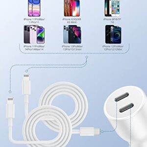 iPhone Car Charger Fast Charging, [Apple MFi Certified] 45W Dual USB C Car Charger Cigarette Lighter with 2Pack USB C to Lightning Cable Cord,Apple Car Charger for iPhone 14/13/12/11 Pro Max Plus iPad