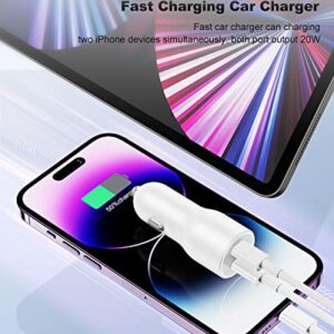 iPhone Car Charger Fast Charging, [Apple MFi Certified] 45W Dual USB C Car Charger Cigarette Lighter with 2Pack USB C to Lightning Cable Cord,Apple Car Charger for iPhone 14/13/12/11 Pro Max Plus iPad