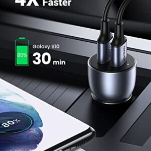 UGREEN USB Car Charger 36W - 12V USB Charger Multi Ports Fast Car Charger Adapter Compatible with iPhone 14/13/12/11/SE/XR, Galaxy S22/S21/S20/S10/Note 20, Pixel 5/4/3 (USB A to C Cable Included)