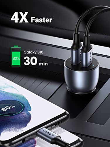 UGREEN USB Car Charger 36W - 12V USB Charger Multi Ports Fast Car Charger Adapter Compatible with iPhone 14/13/12/11/SE/XR, Galaxy S22/S21/S20/S10/Note 20, Pixel 5/4/3 (USB A to C Cable Included)