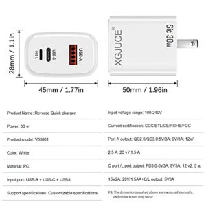 30W USB C Charger,Charger Block 3 Ports PD QC 3.0 Fast Charger Type Phone Brick Charger,Foldable Power Adapter USB Cable with USB-C to Lightning Cable for MacBook Pro Air/iPhone 14/13/12/11/iPad Pro