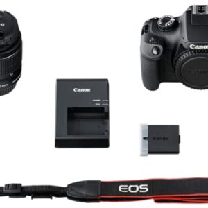 Canon EOS Rebel T100 / 4000D DSLR Camera with 18-55mm Lens + 64GB Memory Card + Case + Card Reader + Flex Tripod + Hand Strap + Cap Keeper + Memory Wallet + Cleaning Kit (Renewed)