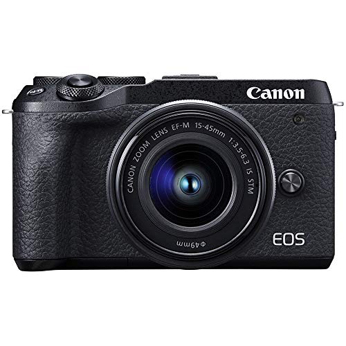 Canon EOS M6 Mark II Mirrorless Digital Camera with 15-45mm Lens Kit (Black) + Wide Angle Lens + 2X Telephoto Lens + Flash + SanDisk 32GB SD Memory Card + Accessory Bundle