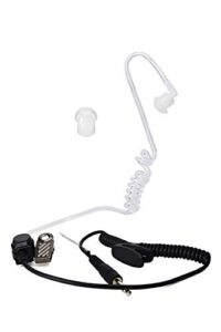 hys receiver/listen only surveillance 3.5mm headset earpiece with clear acoustic coil tube earbud for two-way radios, transceivers and radio speaker mics jacks