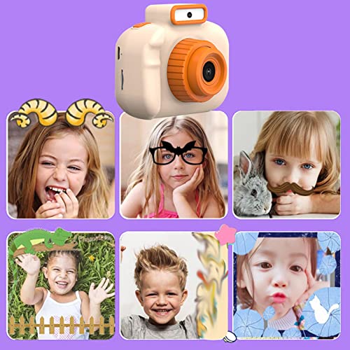 Portable Lightweight 1080P HD Children's Digital Camera, 4800 W Front and Rear,Video and Games,8xdigital Zoom,tf-Card Max 32g with Flashlight,800mah Battery,Gifts for Children (Yellow)