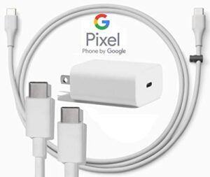 google usb-c charging rapidly charger for 2nd & 3rd gen pixel devices (18w 3a charger + 3 foot usb-c, c-c cable)