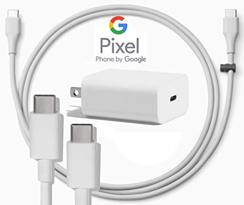 Google USB-C Charging Rapidly Charger for 2nd & 3rd Gen Pixel devices (18W 3A Charger + 3 Foot USB-C, C-C Cable)