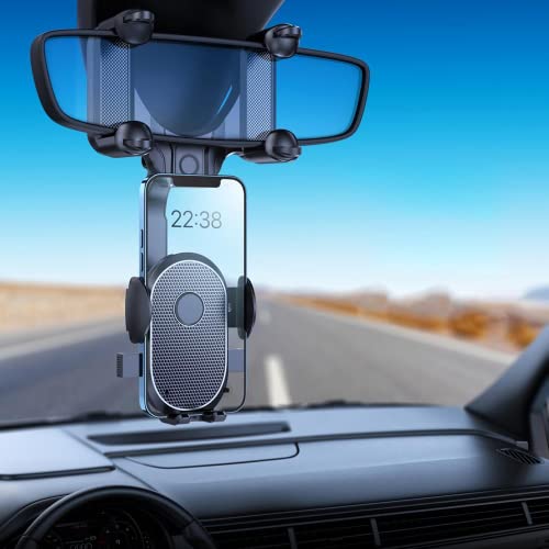 RIWPKFH Car Phone Holder,360 Rotatable Rearview Mirror Mobile Holder,GPS Phone Holder for All Smartphone and Car