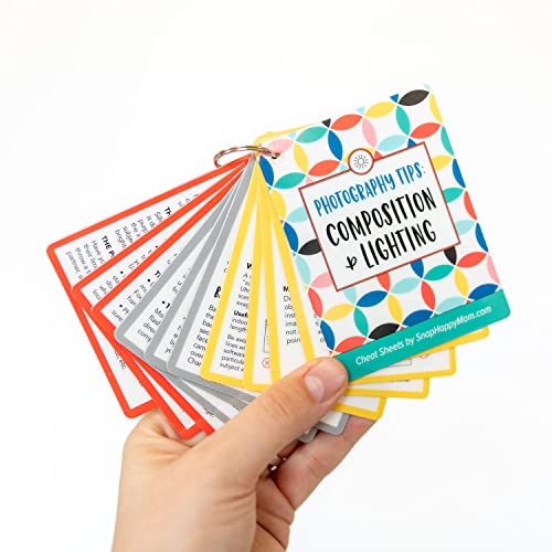 Photography Cheat Sheet Cards (Set of 2 Decks) - DSLR Camera Photography and Composition/Lighting Sets - Plastic Reference Cards | Snap Happy Mom (Bright)