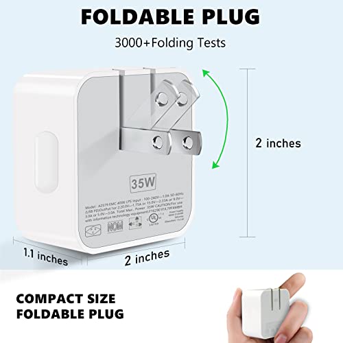 ZTTXL 35W USB C Charger Block, Dual USB-C Port Compact Power Adapter, PD 3.0​​​​ Fast Wall Charger 2Pcs 5FT C to L, C to C for iPhone14 Pro/14 Pro Max/iPhone13/Samsung/iPad/Speaker/AirPods and etc