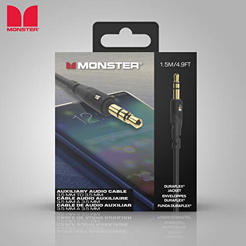 Monster Essentials Mini-to-Mini Audio Interconnect Cable - 3.5mm Stereo Male-to-Male AUX Cord with Duraflex Jacket, 1.5M