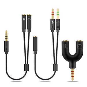 hiebee 2 in 1 3.5mm headphone splitter adapter (microphone + audio) female to male&male to female stereo jack y cable compatible for ps4,ps5,nintendo switch,phone,laptop(3 in 1 pack)