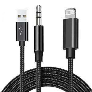 dcnetwork lightning to 3.5mm aux cord audio jack 2 in 1 charging audio cable works with car stereo speaker headphone iphone to 3.5mm stereo aux cable compatible with iphone 13/12/11/x/8(3.3ft)