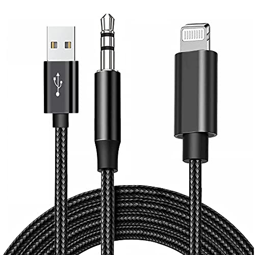 DCNETWORK Lightning to 3.5mm Aux Cord Audio Jack 2 in 1 Charging Audio Cable Works with Car Stereo Speaker Headphone iPhone to 3.5mm Stereo Aux Cable Compatible with iPhone 13/12/11/X/8(3.3FT)