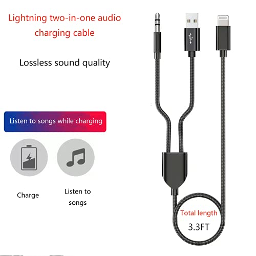 DCNETWORK Lightning to 3.5mm Aux Cord Audio Jack 2 in 1 Charging Audio Cable Works with Car Stereo Speaker Headphone iPhone to 3.5mm Stereo Aux Cable Compatible with iPhone 13/12/11/X/8(3.3FT)