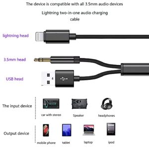 DCNETWORK Lightning to 3.5mm Aux Cord Audio Jack 2 in 1 Charging Audio Cable Works with Car Stereo Speaker Headphone iPhone to 3.5mm Stereo Aux Cable Compatible with iPhone 13/12/11/X/8(3.3FT)