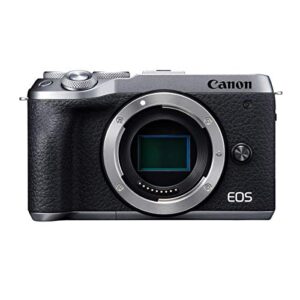 canon mirrorless camera [eos m6 mark ii](body) for vlogging|cmos (aps-c) sensor| dual pixel cmos auto focus| wi-fi |bluetooth and 4k video, silver