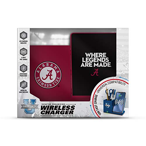 SOAR NCAA Wireless Charger and Desktop Organizer, Alabama Crimson Tide