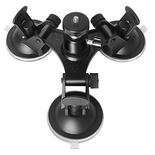 Triple Cup DSLR Camera Suction Mount w/Ball Head Compatible with Nikon Canon Sony DSLR/Camcorder + GoPro Hero 11 10 9 8 7 6 Sony Garmin Xiaomi Yi SJCAM Suction Cup Mount Car Mount Holder Window Mount