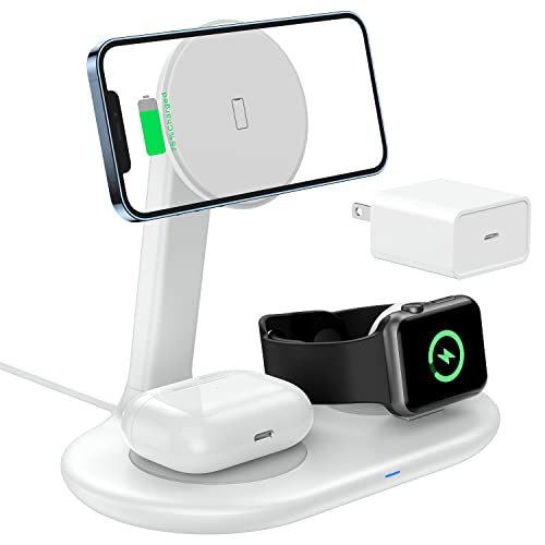 Magnetic Wireless Charging Stand with 20W PD Adapter, TERYTH 3 in 1 Wireless Charging Station Dock for iPhone 13, 12, Pro, Pro Max, Mini, Apple Watch 7/SE/6/5/4/3/2, AirPods Pro/3/2