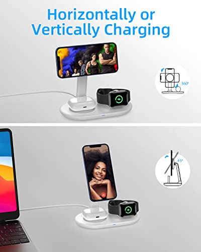 Magnetic Wireless Charging Stand with 20W PD Adapter, TERYTH 3 in 1 Wireless Charging Station Dock for iPhone 13, 12, Pro, Pro Max, Mini, Apple Watch 7/SE/6/5/4/3/2, AirPods Pro/3/2