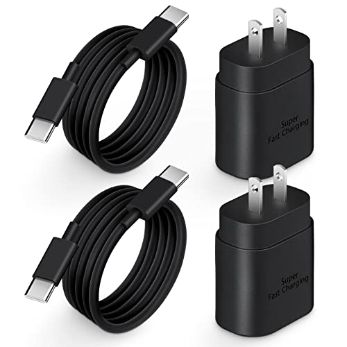 Type C Charger Fast Charging,25W USB C Wall Charger 2-Pack Super Fast Charger with 6FT USB C to C Cable for Samsung Galaxy S22 S21 S20/ S22 S21 S20 Ultra/ S22+ 21+/Note 20Ultra/ Z Flip,Pixel 6/5/5A