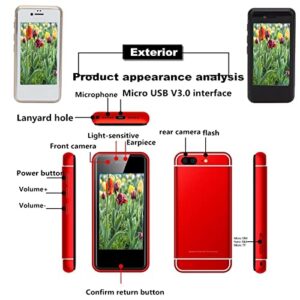 1GB 8GB Smartphone, Mini Cellphone WiFi 5MP Rear Camera 3G for Children (Red)