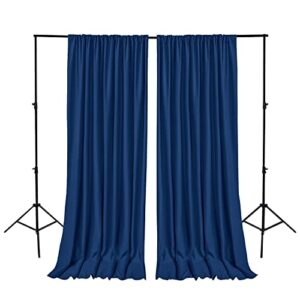 hiasan navy blue backdrop curtains for parties, polyester photography backdrop drapes for family gatherings, wedding decorations, 5ftx10ft, set of 2 panels