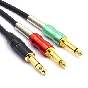 siyear 10 ft gold plated 6.35mm 1/4 inch male trs stereo to dual 6.35mm 1/4″ male mono y splitter audio cable,insert cable trs 1/4″ to 2 x 6.35 ts 1/4″ patch adapter(3m)