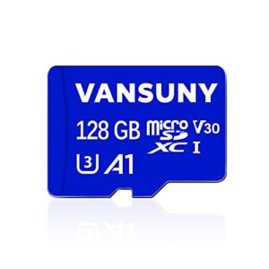 Vansuny Micro SD Card 128GB microSDXC Memory Card with SD Adapter A1 App Performance V30 4K Video Recording C10 U3 Micro SD for Phone, Security Camera, Dash Cam, Action Camera