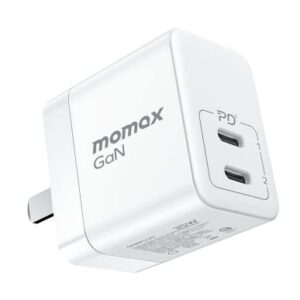 MOMAX GaN Charger, Dual Port 35W USB C GaN Charger with Foldable Plug, Compact GaN III PD 3.0 Charger, High Power Wall Charger for Laptops, MacBook, iPad Pro/Mini, iPhone 14/Max/Pro/Pro Max (White)