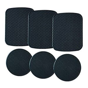 hosnner metal plate wrapped with silicone for magnetic car phone holders – 6 pack 3 rectangle and 3 round (black)