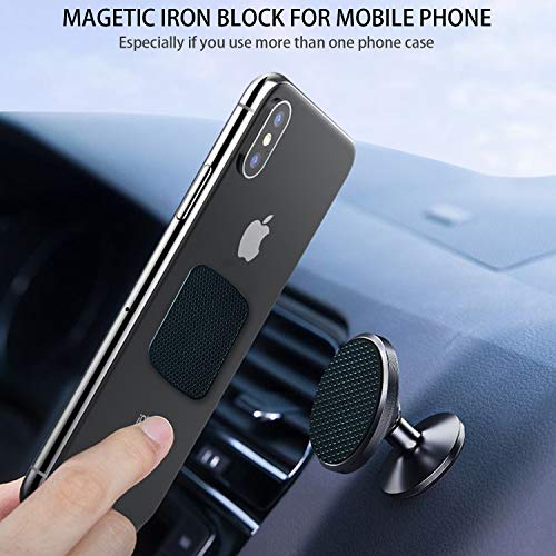 HOSNNER Metal Plate Wrapped with Silicone for Magnetic car Phone Holders - 6 Pack 3 Rectangle and 3 Round (Black)