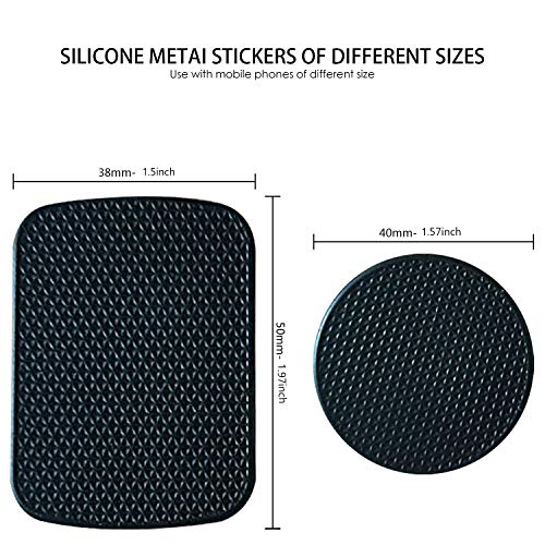HOSNNER Metal Plate Wrapped with Silicone for Magnetic car Phone Holders - 6 Pack 3 Rectangle and 3 Round (Black)