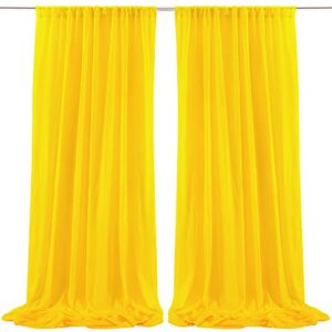 wish care 10ft x 10ft yellow backdrop curtain drapes, wrinkle-free sheer chiffon fabric backdrop panels for wedding arch party ceremony stage decoration