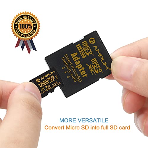 Amplim 128GB Micro SD Card, Extreme High Speed MicroSD Memory Plus Adapter, MicroSDXC SDXC U3 Class 10 V30 UHS-I TF Nintendo-Switch, Go Pro Hero, Surface, Phone Galaxy, Camera Security Cam, Tablet