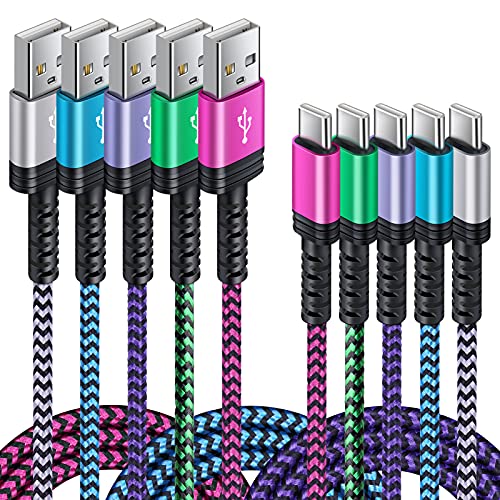 5PACK Android Charger Cable C Fast Charging Phone Charger Type C to USB A Power Cord 6FT/2.4A for Samsung Galaxy S21 S20 S10 S9 S8 S20 FE/Note 21/20 Ultra A12 A01 A50 A20 A21 A51 A32 A42 A72 A52 Moto