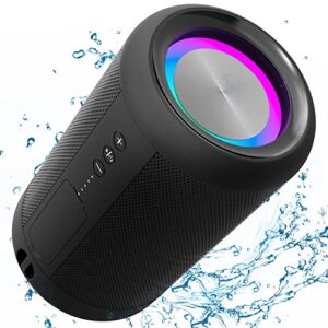 mawode x7 bluetooth speakers – 24 hours playtime, portable, wireless, waterproof, outdoor speaker with rgb color light, support usb/tf/aux play