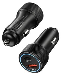 2-pack usb c car charger, 38w 2-port iphone 14 car charger, all metal pd3.0 dual cargador carro lighter adapter for iphone iphone 14/13 pro/12/12 pro/12 mini, galaxy s22/s21/s20/s10/s9, ipad pro